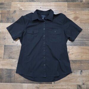 Lands' End Black Button Down Shirt